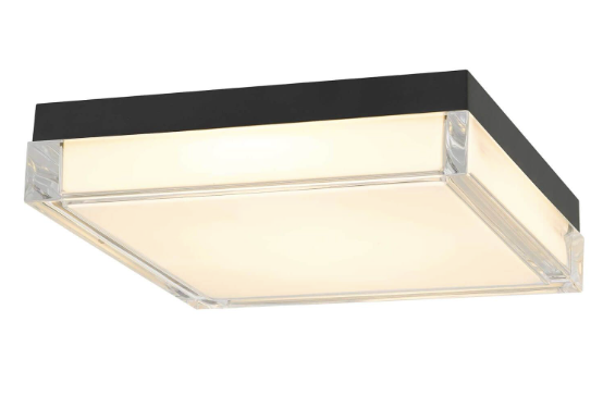 Alteck Lighting AFM0021-3CCT-W-BK Box 11 inch CCT LED Outdoor Flush Mount with Clear Thick Wall Acrylic-Frosted Inside, Multi-Color Temperature, Sand Black Finish