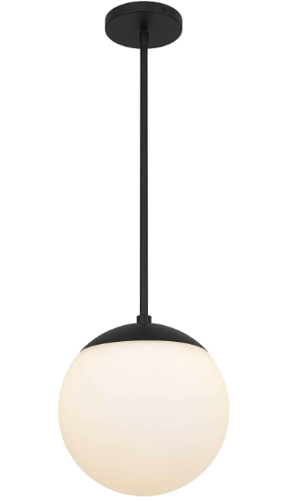 Alteck Lighting AP0072-5CCT-W-BK Rondure 10 inch LED Pendant with Etched White Opal Glass, Multi-Color Temperature, Sand Black Finish