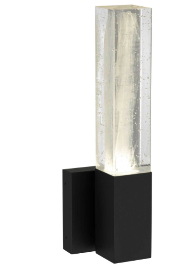 Alteck Lighting AW0130-3CCT-W-BK Folio 14 inch Tall LED Outdoor Wall Sconce with Clear Wispy Opal Glass, Multi-Color Temperature, Sand Black Finish