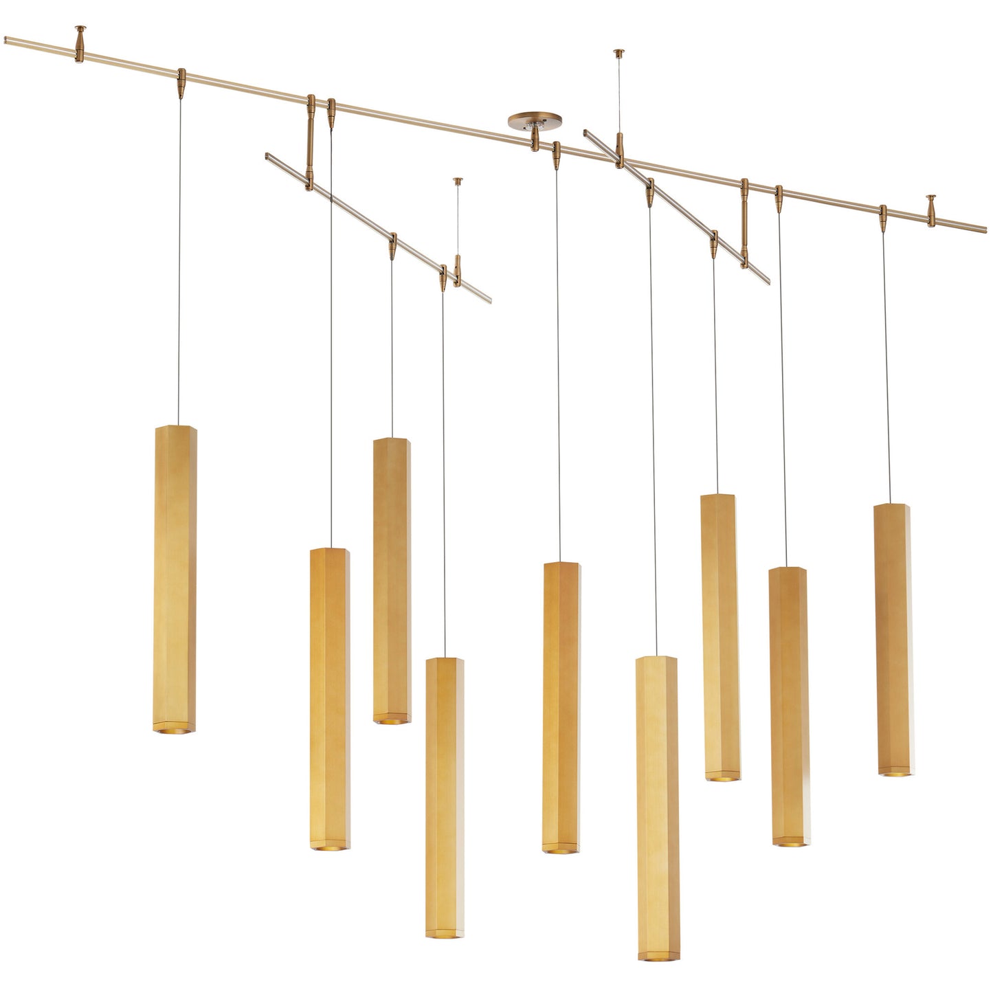 Visual Comfort Architectural 700BLKL9R-LED930S Sean Lavin Blok 22.5” LED Chandelier Ceiling Light, Surface Transformer, Aged Brass Finish