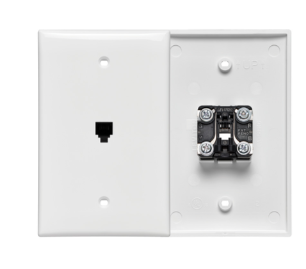 Leviton 40539-PMW Midsize Telephone Wall Jack, 6p4c, White Finish