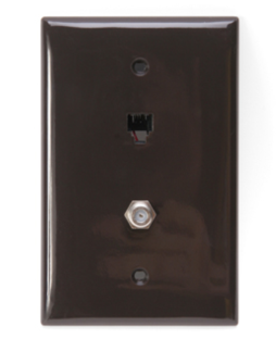 Leviton 40539-CMB Midsize Telephone/video Wall Jack, 6p4c X F, Brown Finish