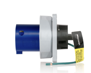Leviton 4100B9WLEV 100A, 250V 3-Phase, 3P, 4W, LEV Series Pin & Sleeve Inlet, Watertight, Blue Finish