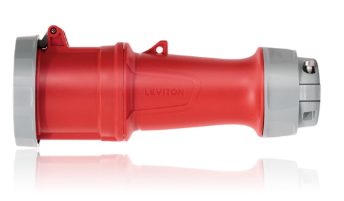 Leviton 4100C7WLEV 100A, 480V. 3-Phase, 3P, 4W, LEV Series Pin & Sleeve Connector, Watertight, Red Finish