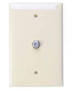 Leviton 40539-MT Midsize Video Wall Jack, F Connector, Light Almond Finish