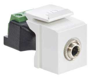 Leviton 40839-SWS 3.5mm Stereo Quickport, Jack, Female To Screw Terminal, White Housing