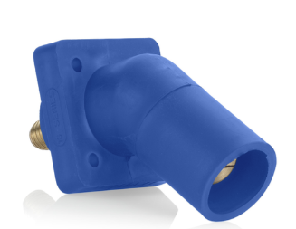 Leviton 16R29-UB 16 Series Male Panel Receptacle, Cam-Type, 45-Degree, Threaded Stud Length- 3/4", Taper Nose, Cable Range, #2 to 4/0 AWG, 400A Max, Blue Finish