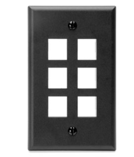 Leviton 41080-6EP Single-Gang Quickport, Wallplate, 6-port, Black Finish