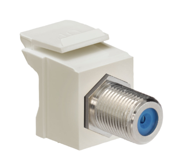 Leviton 41084-FIF Feedthrough Quickport, F-Connector, Nickel Plated, Ivory Housing