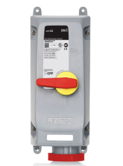Leviton 4100MI7WLEV LEV Series IEC Pin & Sleeve Mechanical Interlock, 100 Amp, 480 Volt 3-Phase, 3P, 4W, Red Finish