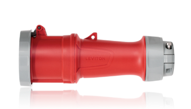 Leviton 360C7WLEV LEV Series Pin & Sleeve Connector, Watertight, 60A, 480V , 2P, 3W, Red Finish