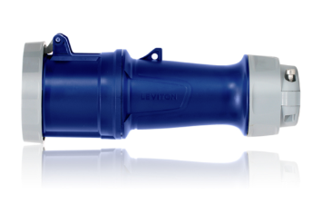 Leviton 360C6WLEV LEV Series Pin & Sleeve Connector, Watertight, 60A, 250V, 2P, 3W, Blue Finish