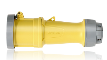 Leviton 360C4WLEV LEV Series Pin & Sleeve Connector, Watertight, 60A, 125V, 2P, 3W, Yellow Finish