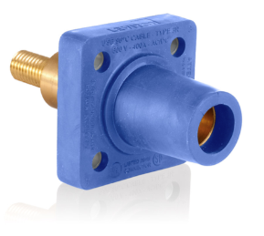 Leviton 16R32-XB 1 Pole Cam-Type Fem Panel Receptacle, Taper Nose, 3/4" Extended Shoulder, #2-4/0, Blue Finish