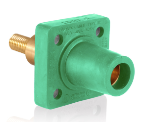 Leviton 16R32-XG 1 Pole Cam-Type Fem Panel Receptacle, Taper Nose, 3/4" Extended Shoulder, #2-4/0, Green Finish