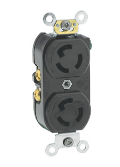 Leviton 4703-IIR 15 Amp, 125 Volt, Duplex Flush Receptacle, Black Finish