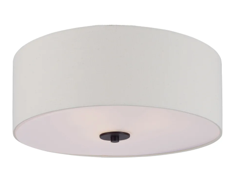 Maxim Lighting 10010OMOI Bongo 18 Inch Wide 3 Light Fabric Drum Flush Mount Ceiling Light Oil Rubbed Bronze Finish