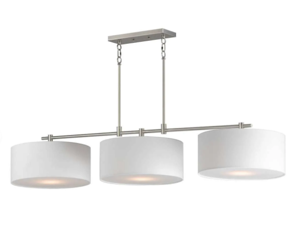 Maxim Lighting 10017WLSN Bongo 3 Light 60 inch Satin Nickel Linear Chandeliers Pendant Ceiling Light