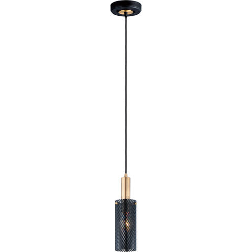 Maxim Lighting 10081BKSBR Perf 1 Light 4 inch Black/Satin Brass Mini Pendant Ceiling Light