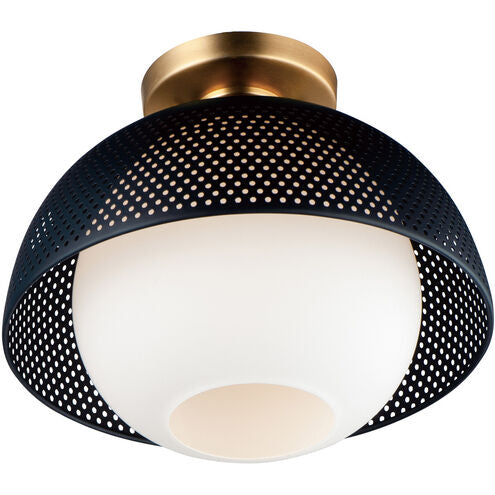 Maxim Lighting 10083WTBKSBR Perf 1 Light 14 inch Black/Satin Brass Flush Mount Ceiling Light