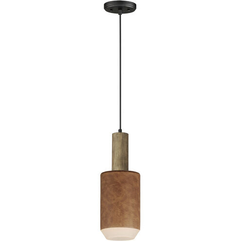 Maxim Lighting 10092WWDTN Scout LED 7 inch Weathered Wood / Tan Leather Single Pendant Ceiling Light