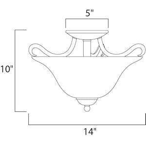 Maxim Lighting 10120FTSN Semi-Flush Mount Dimensions 14 inch Wide 10 inch High