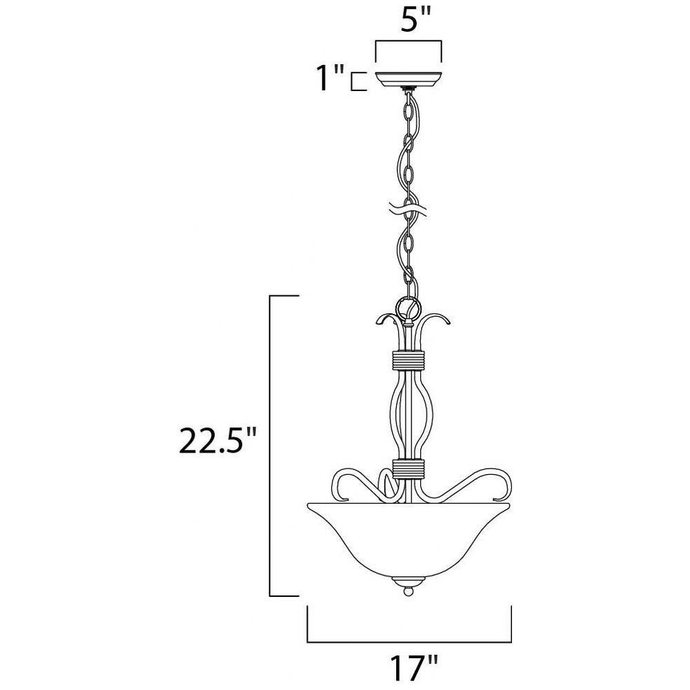 Maxim Lighting 10121FTSN Basix Pendant Ceiling Light Dimensions - Width 17 inches, Height 22.5 inches