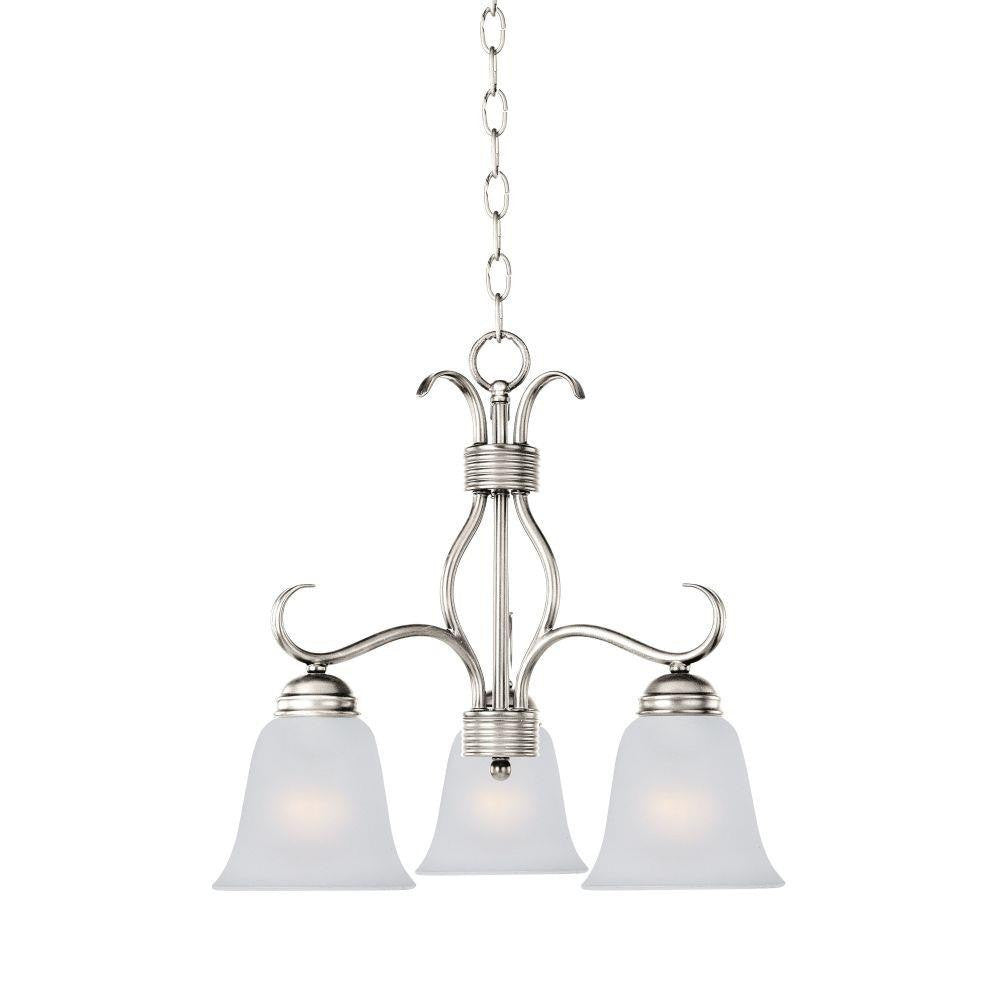 Maxim Lighting 10122FTSN Basix 3 Light 19 Inch Satin Nickel Chandelier Ceiling Light