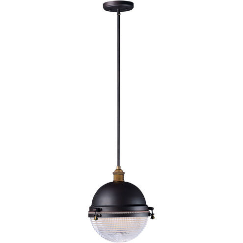 Maxim Lighting 10187OIAB Portside 1 Light 12 inch Oil Rubbed Bronze/Antique Brass Outdoor Pendant Light