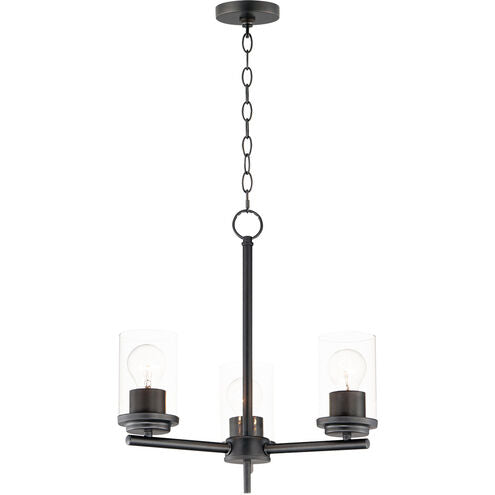 Maxim Lighting 10203CLBK Corona 3 Light 17 inch Black Single-Tier Chandelier Ceiling Light in Clear