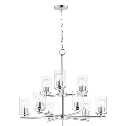 Maxim Lighting 10206CLSN Corona 9 Light 28 inch Satin Nickel Multi-Tier Chandelier Ceiling Light in Clear