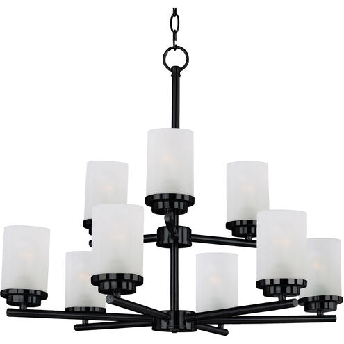 Maxim Lighting 10206FTBK Corona 9 Light 28 inch Black Multi-Tier Chandelier Ceiling Light in Frosted