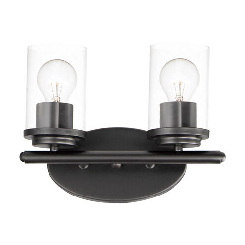 Maxim Lighting 10212CLBK Corona 2 Light 12 inch Black Bath Vanity Wall Light in Clear