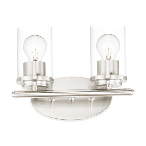 Maxim Lighting 10212CLSN Corona 2 Light 12 inch Satin Nickel Bath Vanity Wall Light in Clear