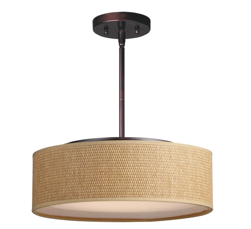 Maxim Lighting 10224GCOI Prime LED 16 inch Pendant Mount Ceiling Light Grass Cloth / Oil Rubbed Bronze