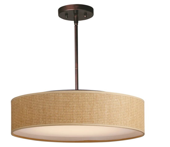 Maxim Lighting 10226GCOI Prime LED 20 inch Pendant Mount Ceiling Light Grass Cloth / Oil Rubbed Bronze
