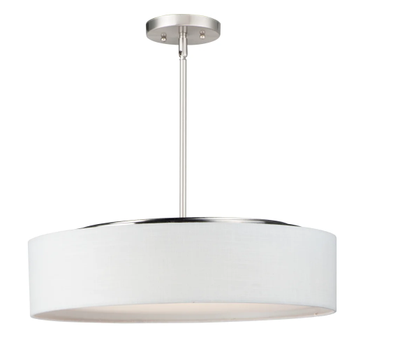 Maxim Lighting 10226WLSN Prime LED 20 inch Pendant Mount Ceiling Light White Linen / Satin Nickel
