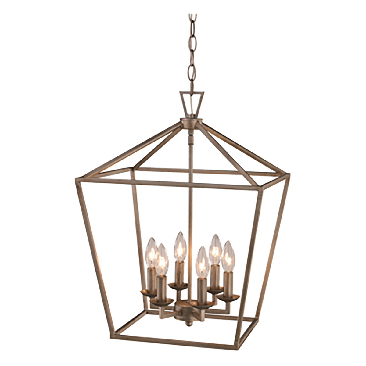 Trans Globe Lighting 10266 ASL Lacey 6 Light Antique Silver Leaf Pendant Ceiling Light