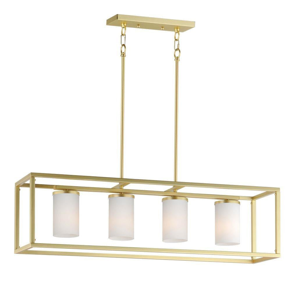 Maxim Lighting 10288SWSBR Lateral 4 Light 36 inch Satin Brass Linear Pendant Ceiling Light