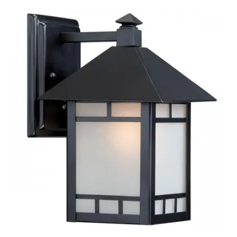 Nuvo 60-5601 Drexel 7" Outdoor Wall Fixture, Stone Black, Frosted Seed Glass
