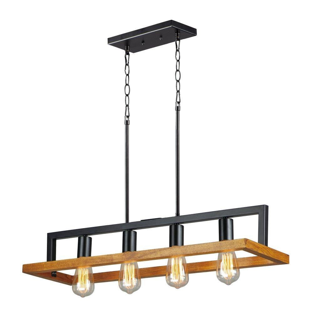 Maxim Lighting 10307BKASB Black Forest 4 Light Linear Pendant in Black/Ashbury finish on white background