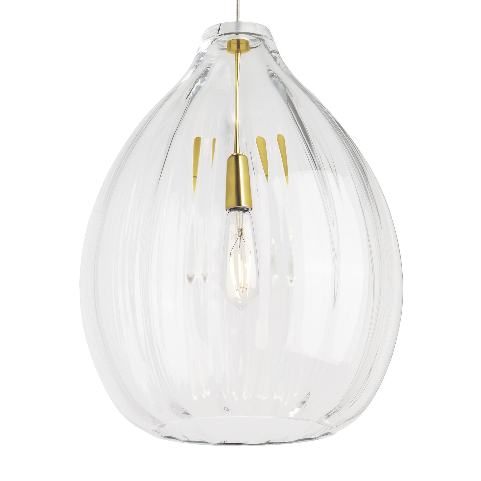 Visual Comfort Modern Collection 700TDHARPCNB Harper 16" Natural Brass Clear Glass Pendant Incandescent Ceiling Light