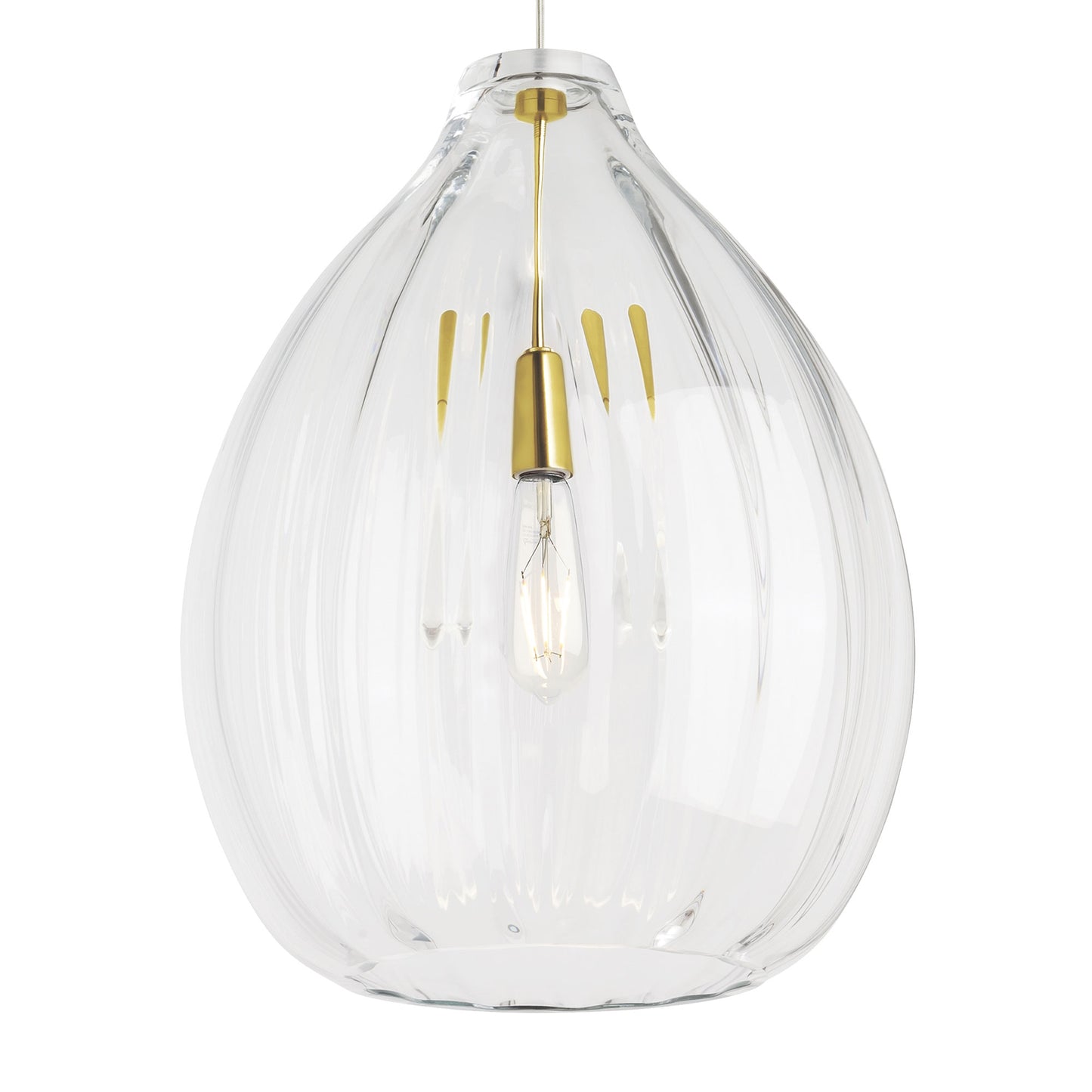 Visual Comfort Modern Collection 700TDHARPCNB Harper 16" Natural Brass Clear Glass Pendant Incandescent Ceiling Light