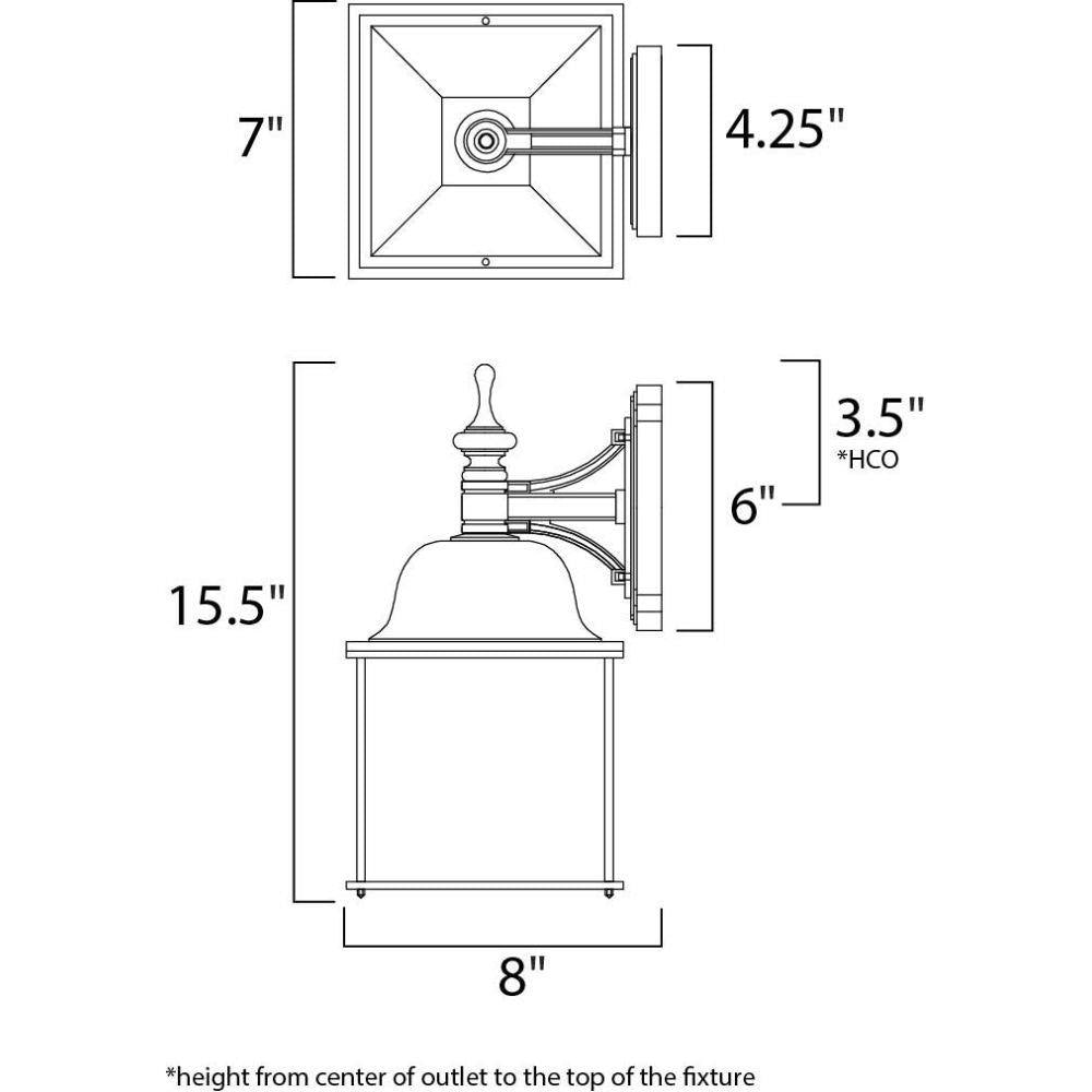 Maxim Lighting 1056BK Senator Outdoor Wall Lantern Dimensions Diagram