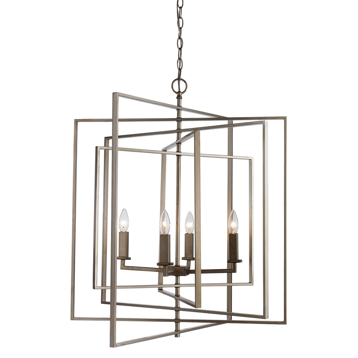 Trans Globe Lighting 10596 ASL El Capitan 4 Light Antique Silver Leaf Chandelier