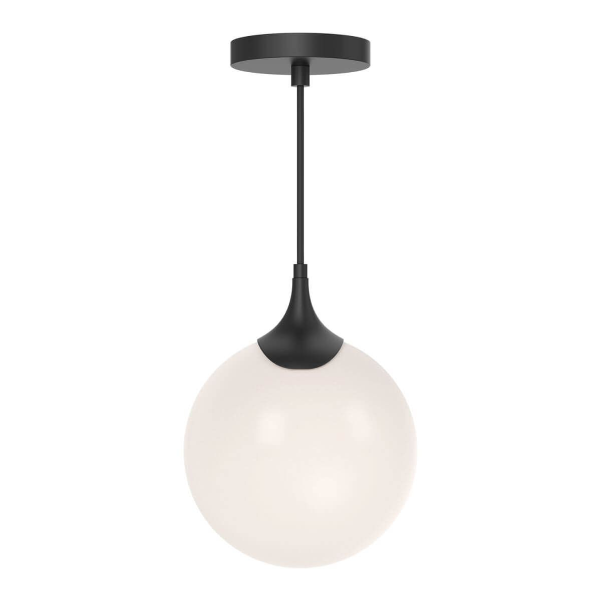 Alora Lighting PD505108MBOP Nouveau 1 Light 8 inch Mini Pendant in Matte Black with Opal Glass