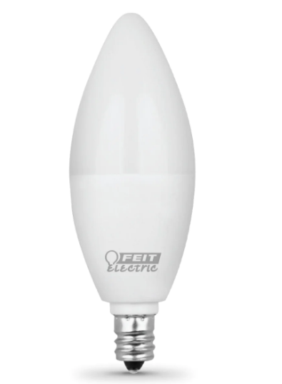 Feit Electric CTF40/10KLED/3 40W Replacement Warm White E12 Base B10 Decorative LED Filament 10K LED Light, Color Temperature 3000K, Wattage 4.5W, Voltage 120V - 3 Pack