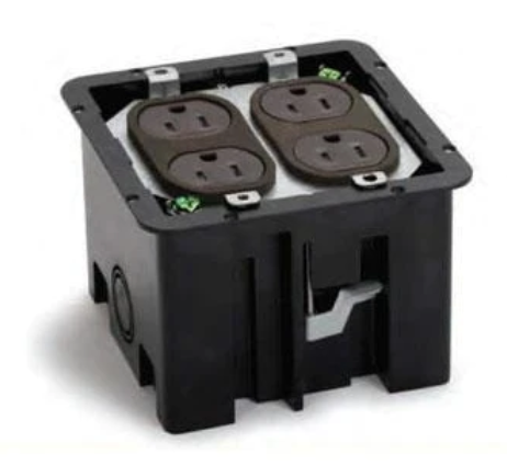 Lew Electric 1102-PB 2 Duplex 15A Power Square Plastic Floor Box, No Cover