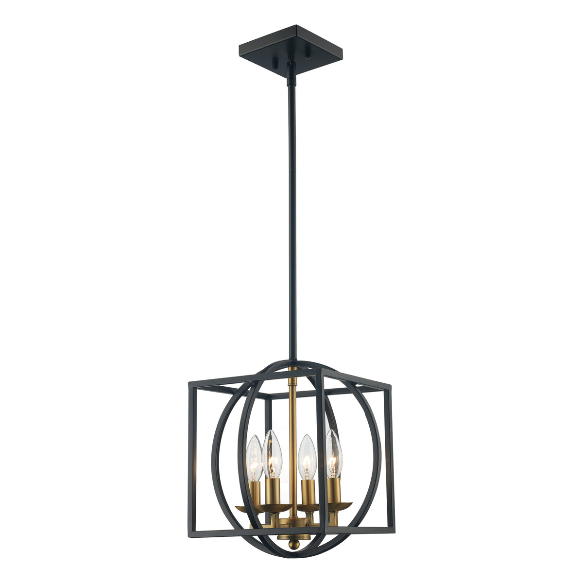 Trans Globe Lighting 11184 AG-BK Arzio 4 Light Antique Gold Black Chandelier Ceiling Light