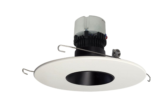 Nora Lighting NPR-56RNDCCDXBW 5" / 6" Pearl LED Round Retrofit Reflector Comfort Dim Black Reflector / White Flange, Lumens 800lm, Voltage 12W